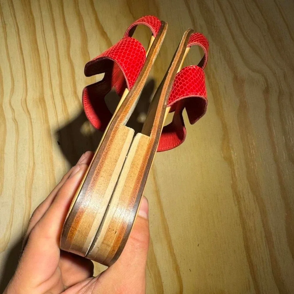 Vero cuoio red lizard vegetable tanned slides‎